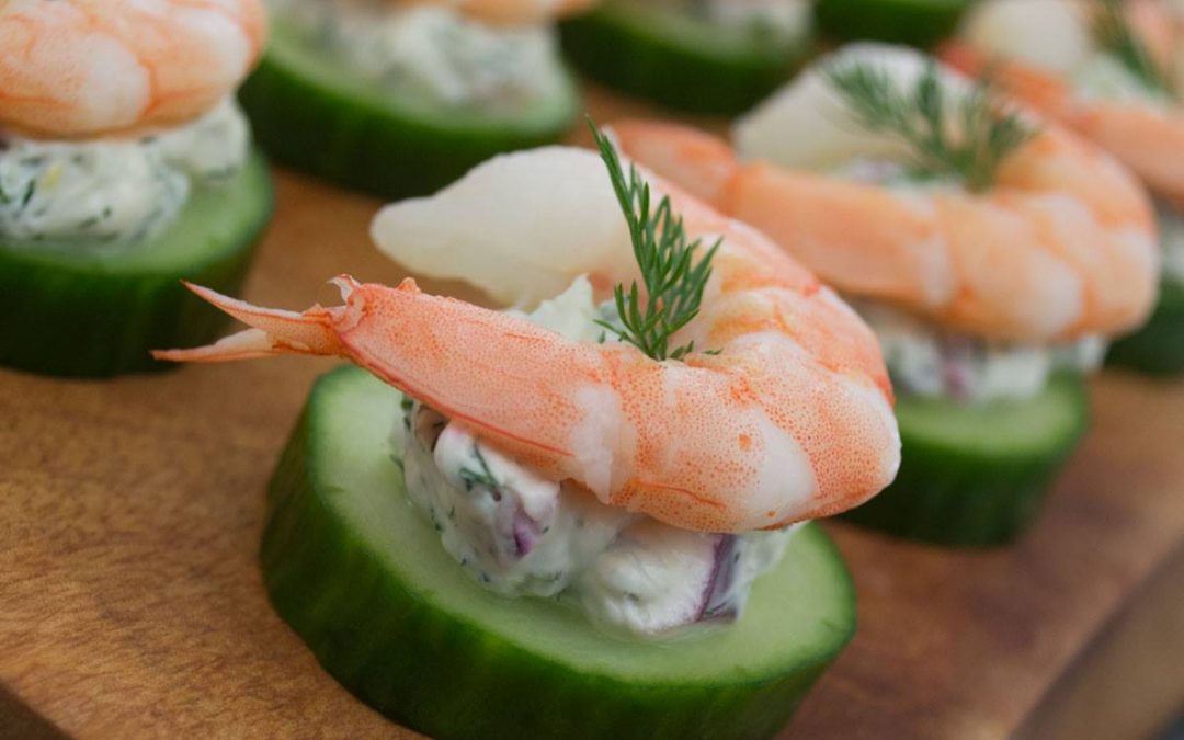 Belly Food Style Shrimp and Cucumber Dill Cream Appetizer