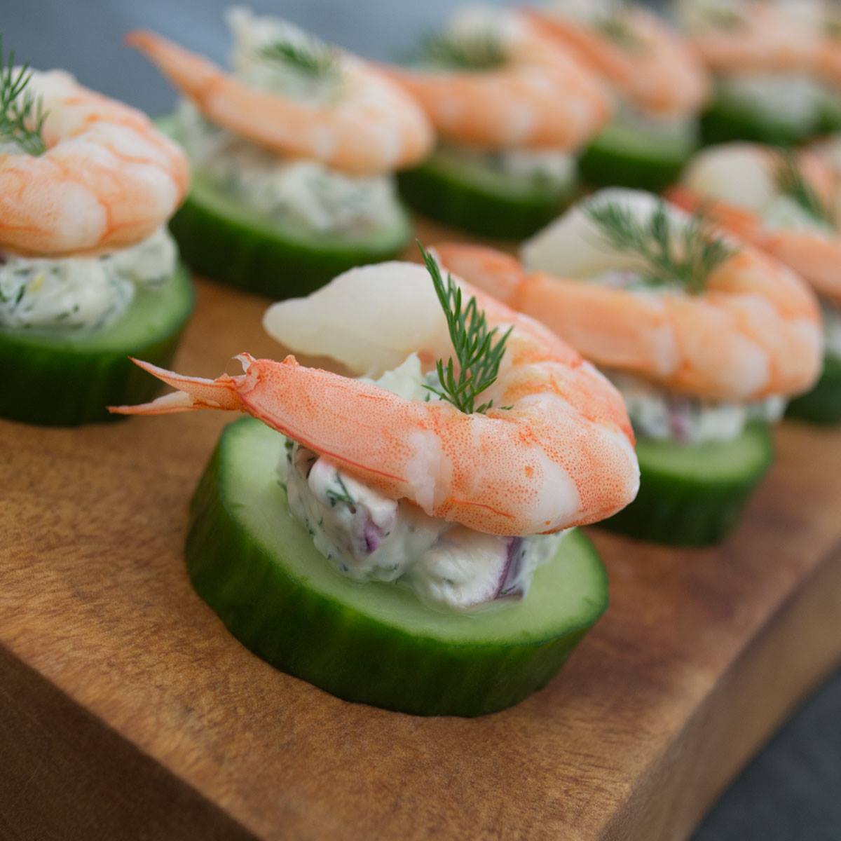Belly Food Style Shrimp and Cucumber Dill Cream Appetizer