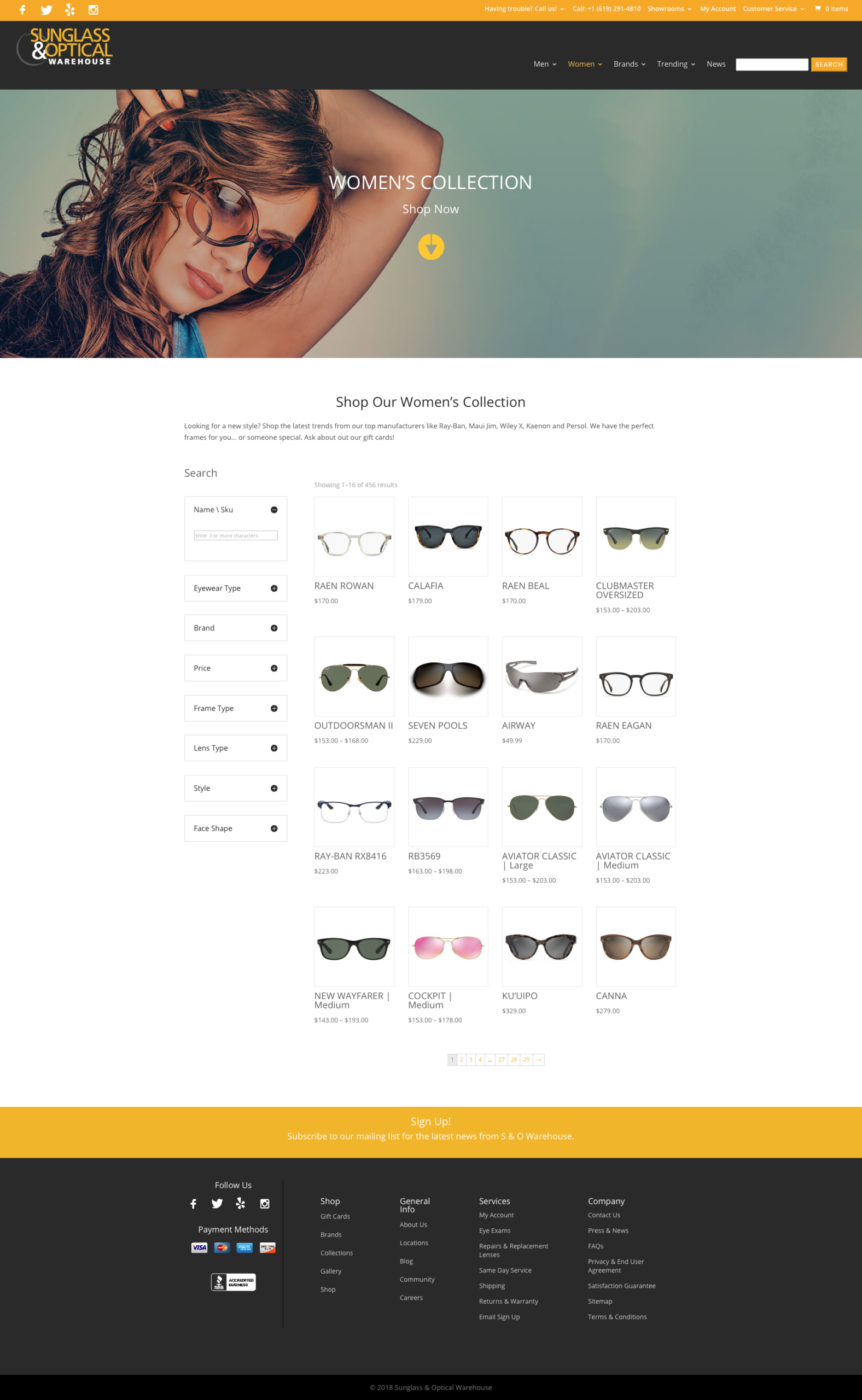 Sunglass Optical Warehouse Website